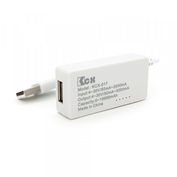 USB тестер KCX-017 напруги (3-7V) і струму (0-3A) ємності батарей для зарядки (0-19999mAh), White