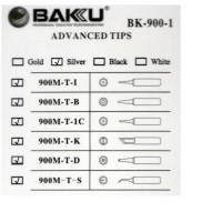 Жало для паяльника BAKKU BK-900M-T-D,silver, 4*6,3mm, мідь, гальванічне покриття, висока теплопровідність, швидке нагрівання, середній конус