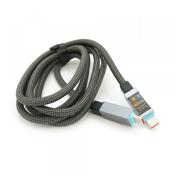 Кабель Type-C to Type-C (male to male), струм 5А, Підтримка SCP, QC3.0, PD до 240Вт, довжина 1.5м, оплетка, Black, Box