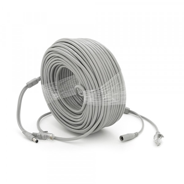 Патчкорд комбінований по кручений парі RJ-45 + DC 50m, сірий, Q20