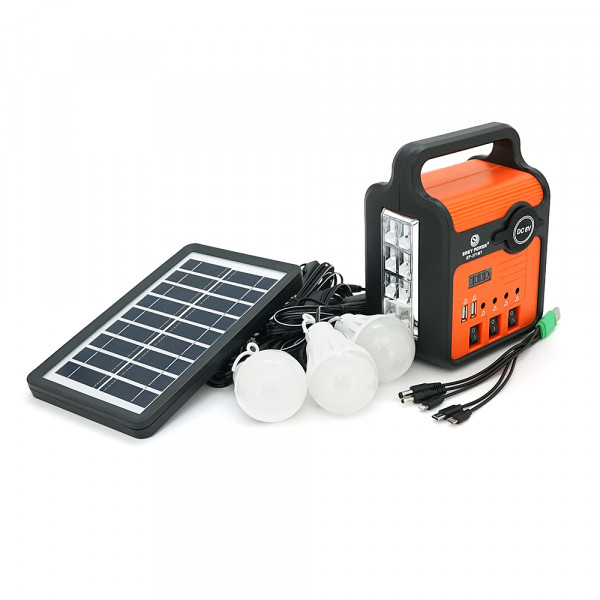 Переносний ліхтар EP-371 + Solar, Функції: PowerBank, FM радіо, USB/TF, Bluetooth, АКБ 6V/4A, 3 виносні лампочки 3W, 145х110х195мм, Box