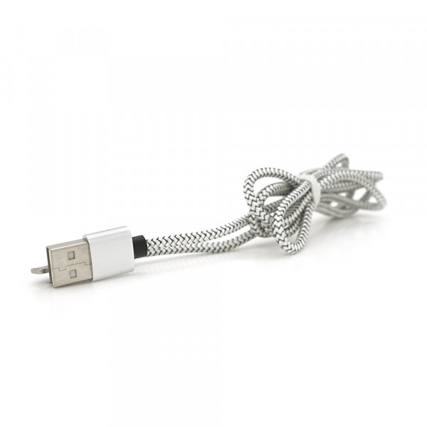 Магнітний кабель PiPo USB 2.0 /Lighting, 1m, 2А, тканинна оплетка, броньований, знімач, Silver, BOX