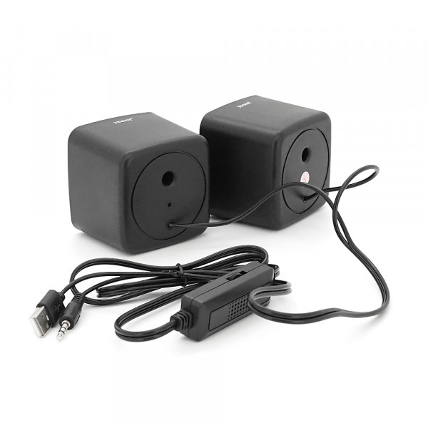 Колонки 2.0 JEDEL S-575 USB+3.5mm, 2x3W, 30Hz-16KHz, з LED підсвічуванням, 72х73х65 мм, Black, BOX