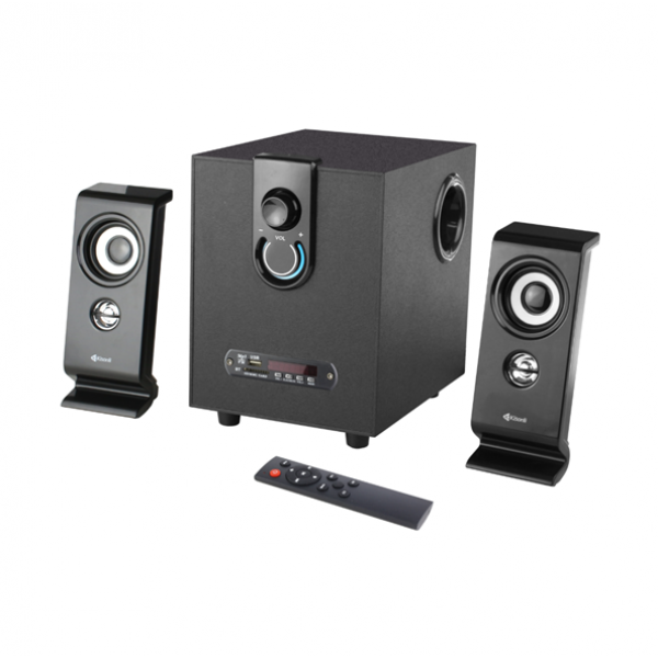 Колонки 2.1 Kisonli TM-9200A, для ПК та ноутбука, живлення 220V + jack 3.5mm, 5W+2x3W, 20Hz-20KHz, з сабвуфером, bluetooth, Black, BOX,