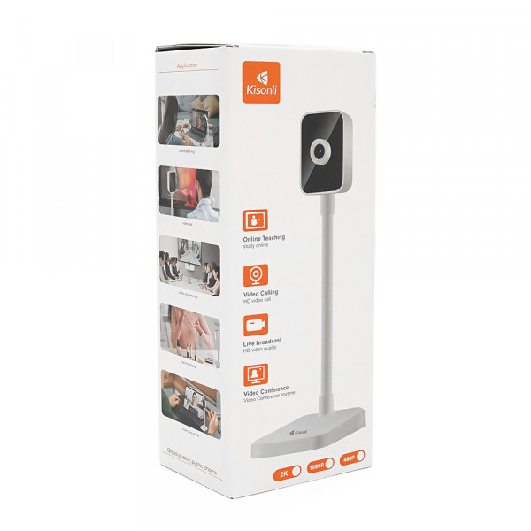 Вебкамера із мікрофоном Kisonli D1, 2K 30fps, пласт. корпус, White, BOX