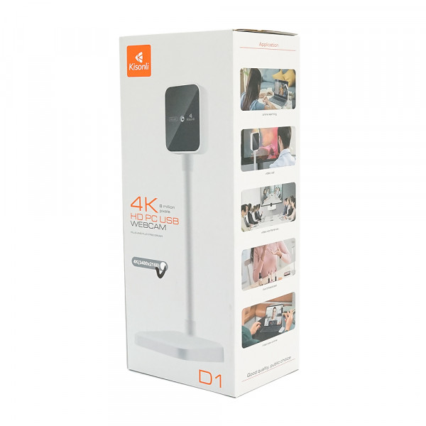 Вебкамера із мікрофоном Kisonli D1, 4K 30fps, пласт. корпус, White, BOX