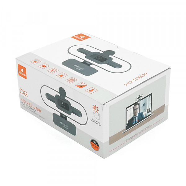 Вебкамера із мікрофоном Kisonli D2, 1080P 30fps, пласт. корпус, Black, BOX