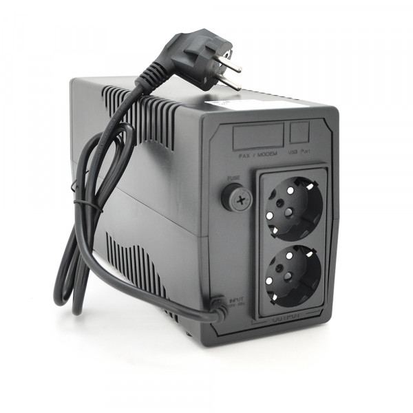 ДБЖ Hikvision DS-UPS1000, 1000ВА/600 Вт LED, 2xUniversal socket, 1x12V/9Ah, 5,4 кг, 274×95×139 мм