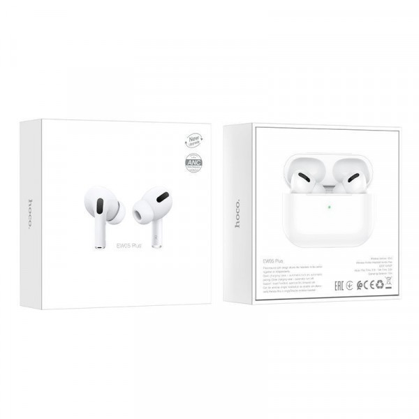 Навушники Bluetooth HOCO EW05 Plus, TWS Bluetooth 5.1, з мікрофоном, вакуумні, White, Кейс