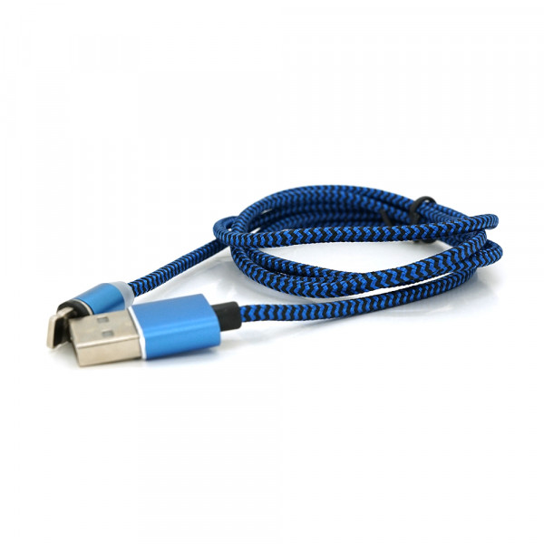 Магнітний кабель Ninja USB 2.0/Lighting, 1m, 2А, індикатор заряду, тканинне обплетення, броньований, знімач, Blue, Blister-Box