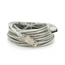 Подовжувач USB 2.0 AM/AF, 10.0m, 2 ферити, прозорий білий Q70