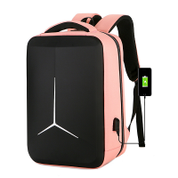 Рюкзак для ноутбука 15.6", TT-2020-2P, матеріал нейлон/полієстр/тканина оксфорд, вихід під USB-кабель, 20-35L, рожевий, Q25