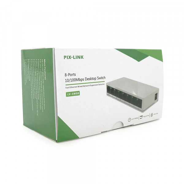 Комутатор PIX-LINK LV-SW08 8 портів Ethernet 10/100 Мбіт/сек, BOX Q100