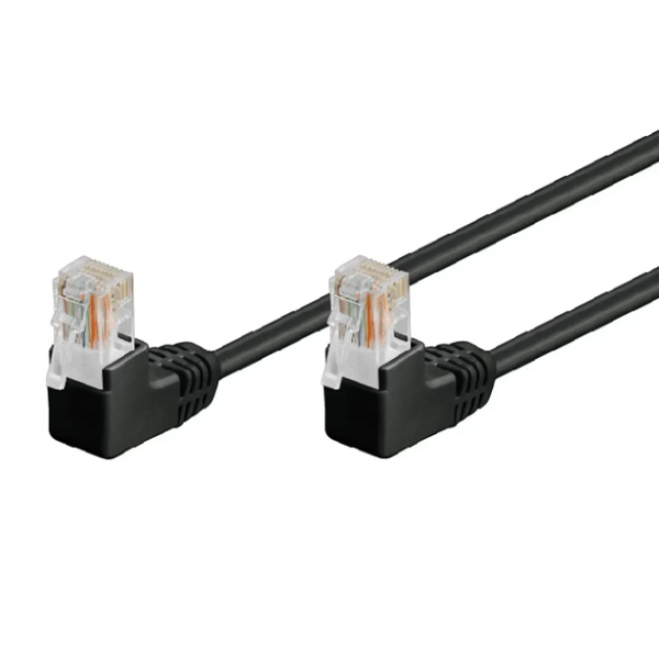 Патч-корд литий FTP, RJ45(кутовий/кутовий), екранований, FTP5e 0.93m, patch D=4.9mm AWG26 2x90° CU, DC 2-12V, чорний, Q200