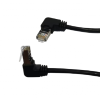 Патч-корд литий FTP, RJ45(кутовий/кутовий), екранований, FTP5e 0.65m, patch D=4.9mm AWG26 2x90° CU, DC 2-12V, чорний, Q200