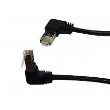 Патч-корд литий FTP, RJ45(кутовий/кутовий), екранований, FTP5e 0.65m, patch D=4.9mm AWG26 2x90° CU, DC 2-12V, чорний, Q200