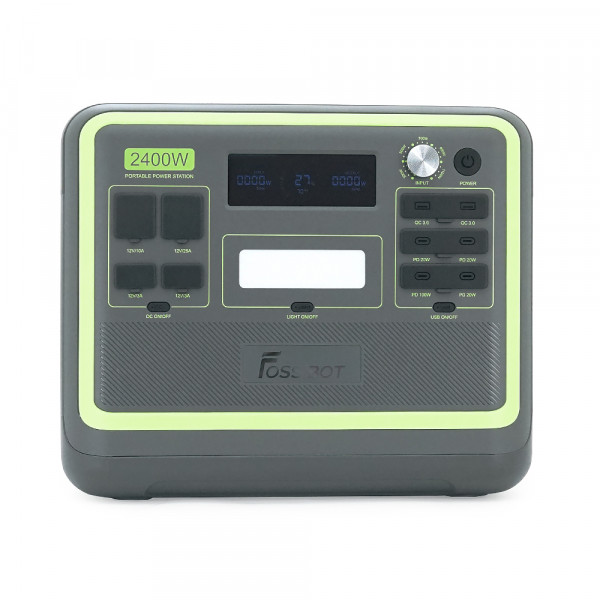 Портативная зарядная станция FOSSiBOT F2400, 2200W/2048Wh LiFePO₄, MPPT 500W max, XT60-12V/25А, 2xDC5521-12V-3A, CarPort-12V-10A, 2xAC230V, 2xUSB-A-18W, 4xUSB-C-100W, Wi-Fi, Bluetooth, charge 2 h,386*840*321 мм. 22кг