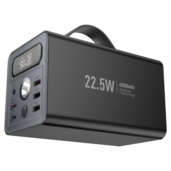 Power Bank HOCO J138 60000mAh, 22.5W+PD 20W, Black, 1.20kg, Black, Box