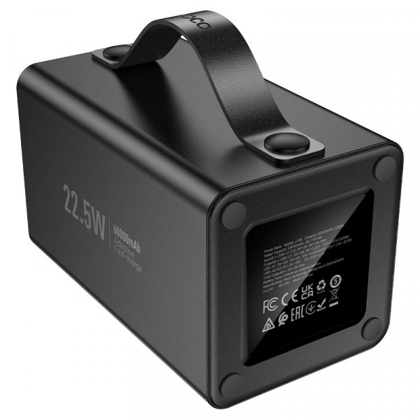 Power Bank HOCO J138 60000mAh, 22.5W+PD 20W, Black, 1.20kg, Black, Box