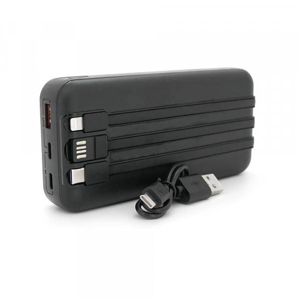 Powerbank ACL PW-117 20000mAh, PD22.5W, 1xUSB+2xUSB-C, 3 кабелі (USBType-C/Lighting), 0.47кг, Black/White, Box