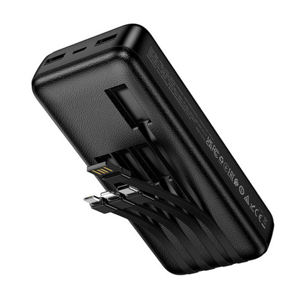 Power Bank HOCO J163A 20000mAh, 4 кабелі, Black, 0.460kg