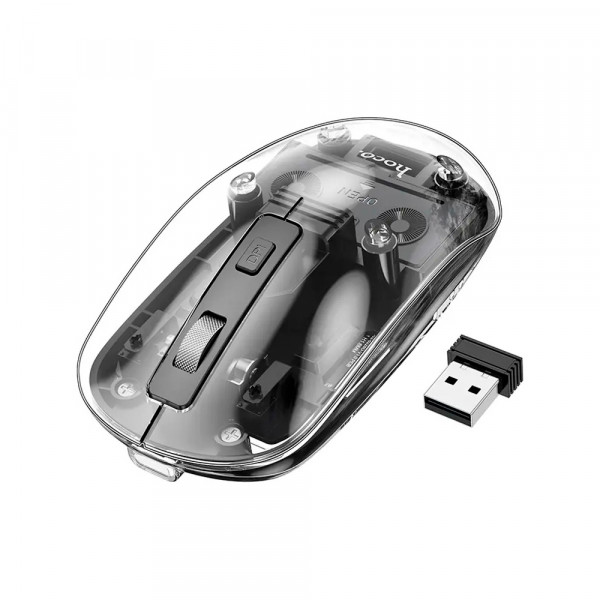 Миша бездротова HOCO GM29, 1600DPI, 2.4GHZ, Black/Transparet, Blister