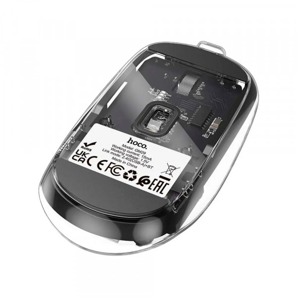 Миша бездротова HOCO GM29, 1600DPI, 2.4GHZ, Black/Transparet, Blister