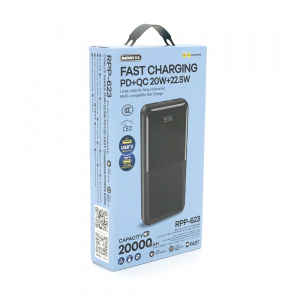 Power Bank Remax RPP-623 20000mAh, 2USB+Type-C, 22.5W, Mix Color, 0.46kg