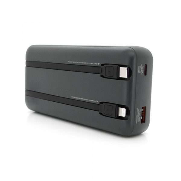 Power Bank Remax RPP-680 20000mAh, USB+Type-C+Lighting, 22.5W, Black, 0.47kg