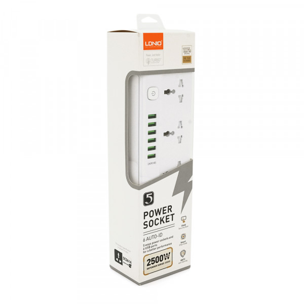 Мережевий фільтр LDNIO SС5614, 5 Розеток + 6 USB, 2 м, перетин 3х0, 75мм, White, Box