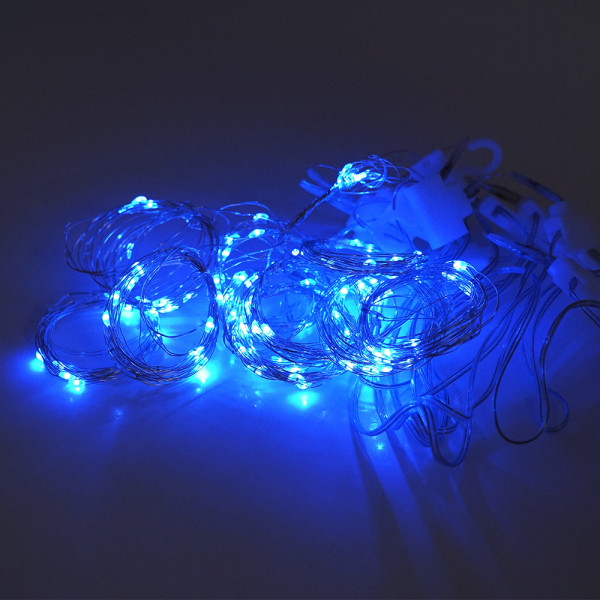 Гірлянда 300LED Штора (Blue), USB+пульт, мідний провід, 8 режимів, 3*3метри, прозора ізоляція, BOX
