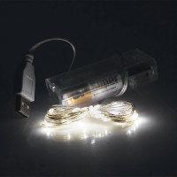 Гірлянди 50LED, 1 режим, 5 метрів, прозора ізоляція, живлення від 3*АА, White Hot, ОЕМ