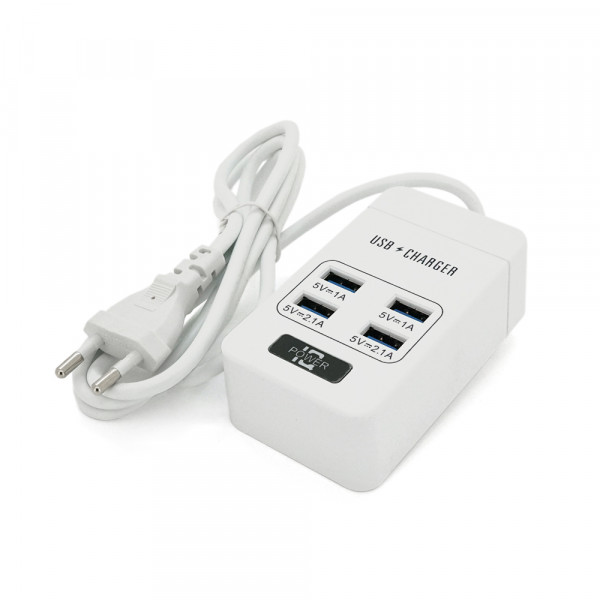 Мережевий фільтр ТВ-Т05, 4 USB, 1.5 м, перетин 3х0,5мм, 2.1А, White, Box