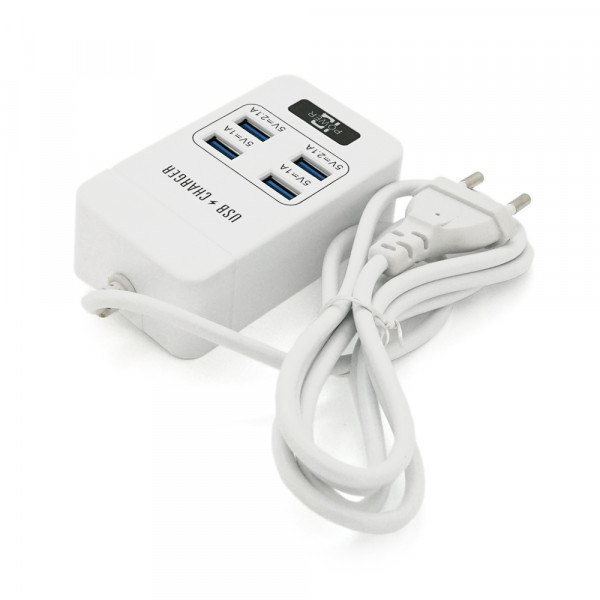 Мережевий фільтр ТВ-Т05, 4 USB, 1.5 м, перетин 3х0,5мм, 2.1А, White, Box
