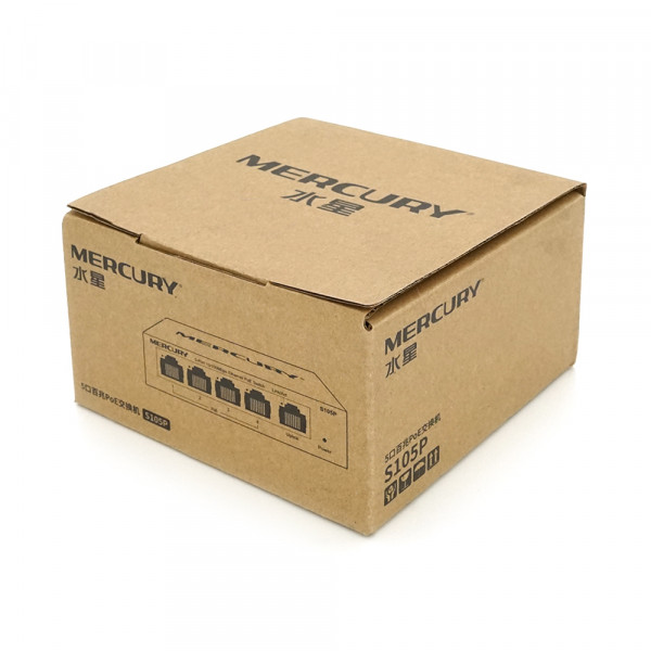 Комутатор POE 48V Mercury S105P 48V 5 портів Ethernet 10/100 Мбіт / сек, БП в комплекті, BOX Q200