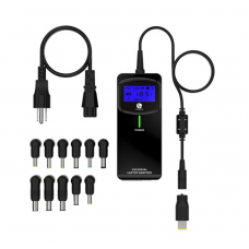 Універсальне АЗП 90W, корпус - пласт, ручне регулювання, 8 роз'ємів,LCD - дисплей, BOX