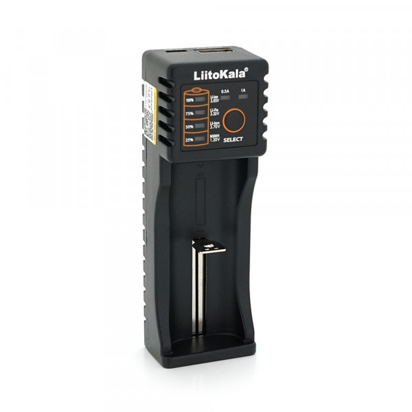 ЗУ універсальне Liitokala Lii-100, 1 канал, LED дисплей, USB, підтримує Li-ion, Ni-MH та Ni-Cd AA (R6), ААA (R03), AAAA, С (R14)