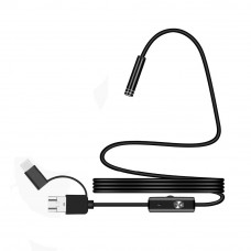 Універсальний ендоскоп 3в1 (USB+MicroUSB/Type-C) для смартфона/ПК, камера 5.5мм, жорсткий кабель 1м, з LED-підсвічуванням, IP67