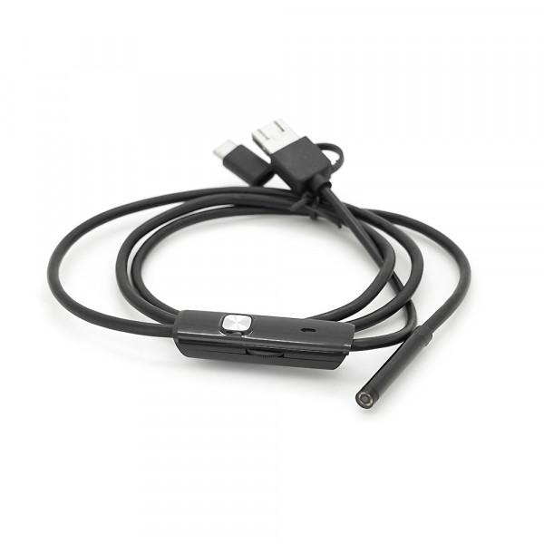 Універсальний ендоскоп 3в1 (USB+MicroUSB/Type-C) для смартфона/ПК, камера 5.5мм, жорсткий кабель 1м, з LED-підсвічуванням, IP67