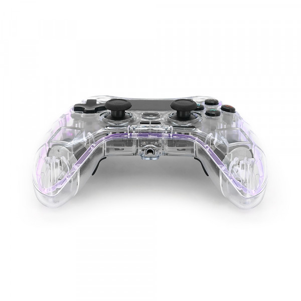 Геймпад Brazzers BR-P05 беспроводной для PS4/PC/IOS/Android DUAL Motor Vibration, BT4.0, AUX, LED light bar, Transparent, 3.7V, 600mAh, Blister-box