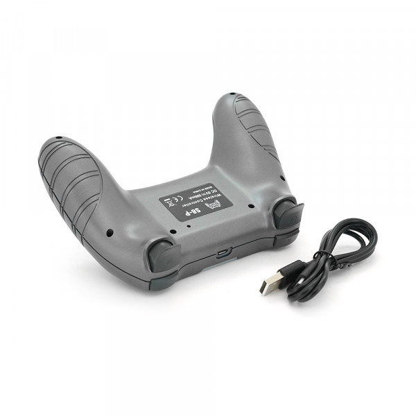 Геймпад Brazzers S8-P бездротовий для PS4 Wireless DOUBLE-motor vibration 4, роз'єм для навушників, LED light bar, Silver, 3.7V, 600mAh, Blister-box