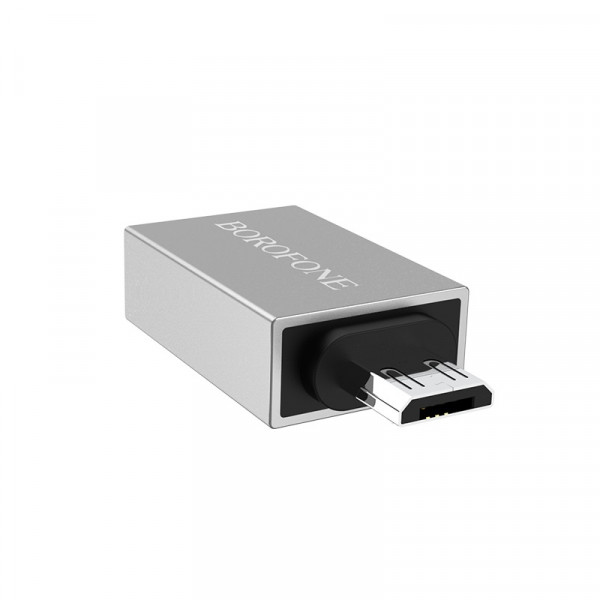 Перехідник Borofone BV2 USB2.0(F) => Micro(M), Silver, Blister