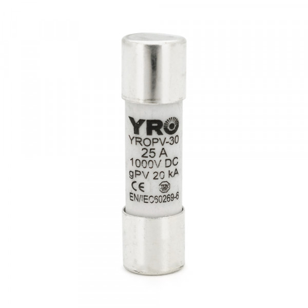 Плавкий запобіжник YROPV-30, 25A, 1000Vdc, 10×38mm, постійна напруга, 10 штук в упаковці, ціна за 1 штуку