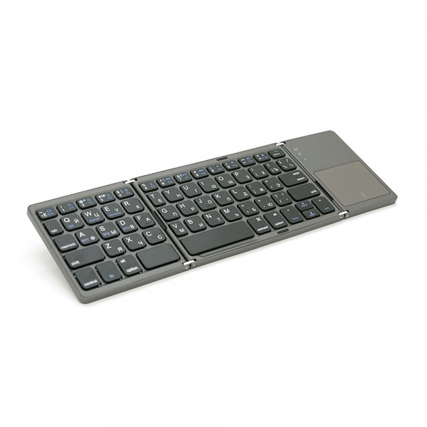 Клавіатура бездротова B033, розкладна, 64 клавіші, Touchpad, (Eng/Pyc), 2.4G, Gray, 300x98mm, Box