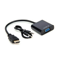 Конвертер HDMI (тато) на VGA (мама) 10cm, Black, 4K / 2K, Пакет + AUDIO Q300