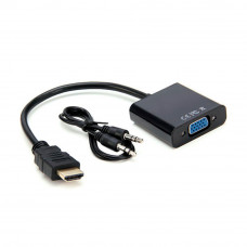 Конвертер HDMI (тато) на VGA (мама) 10cm, Black, 4K / 2K, Пакет + AUDIO Q300