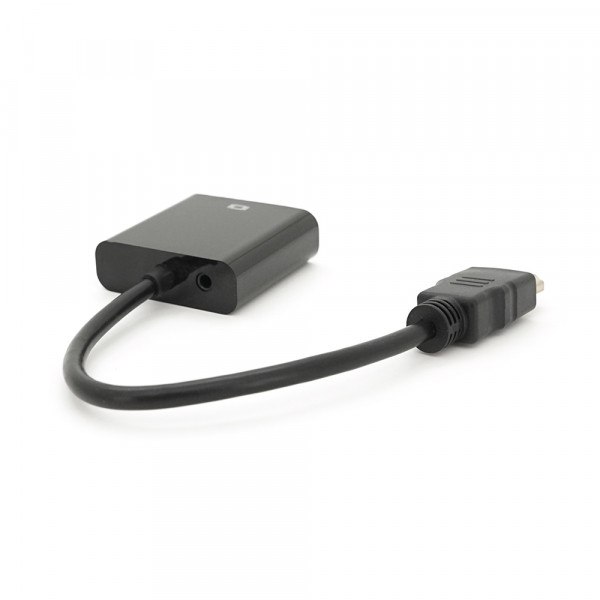 Конвертер HDMI (тато) на VGA (мама) 10cm, Black, 4K / 2K, Пакет + AUDIO Q300