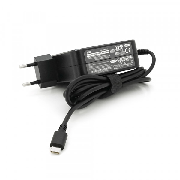 Блок живлення MERLION NEW для ноутбука LENOVO 65W штекер Type-C, довжина 0,9м + кабель живлення