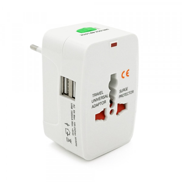 Універсальний переходник все стандарти розеток 5 in 1 + USB