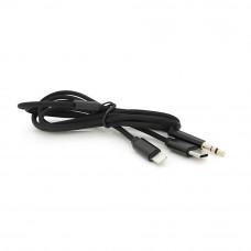 Перехідник KIN KY-233 Jack 3.5mm(M)=>Type-C(M) +Lighting(M), 110см, Black, Box
